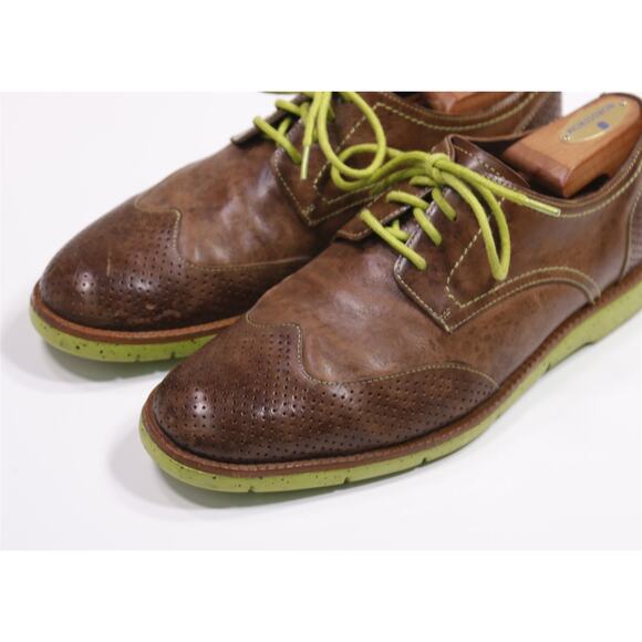 Donald J Pliner Edd Brown Lime Green Wingtip Dress Shoes 8.5 main image 9